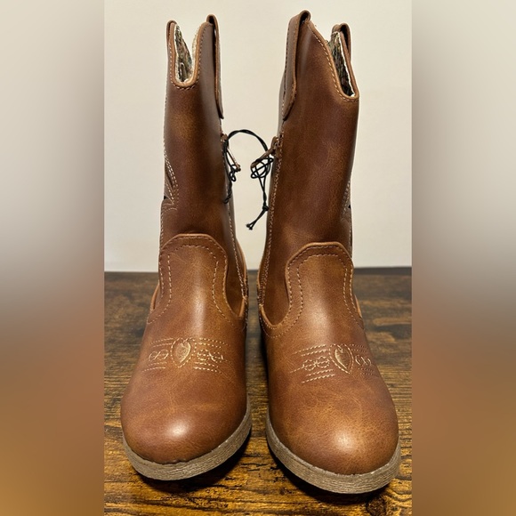 Pop Toddler/Little Girls Cognac Sanchee Block Heel Cowboy Boots NWT Various Size - Picture 9 of 10